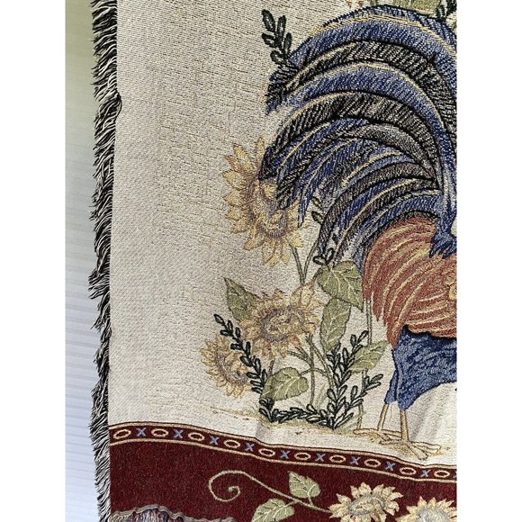 Rooster Farm Chicken Farm Life Woven Tapestry Wall Hanging By Deb Strain 58X51" - Picture 7 of 13
